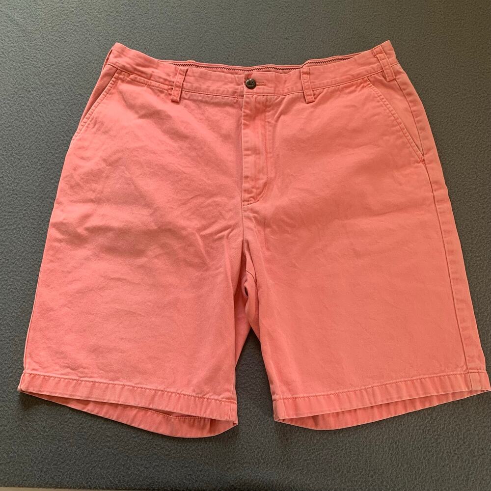 Nautica Salmon Pink Chino Golf Shorts Size 36 Flat Front Preppy Coastal Vacation